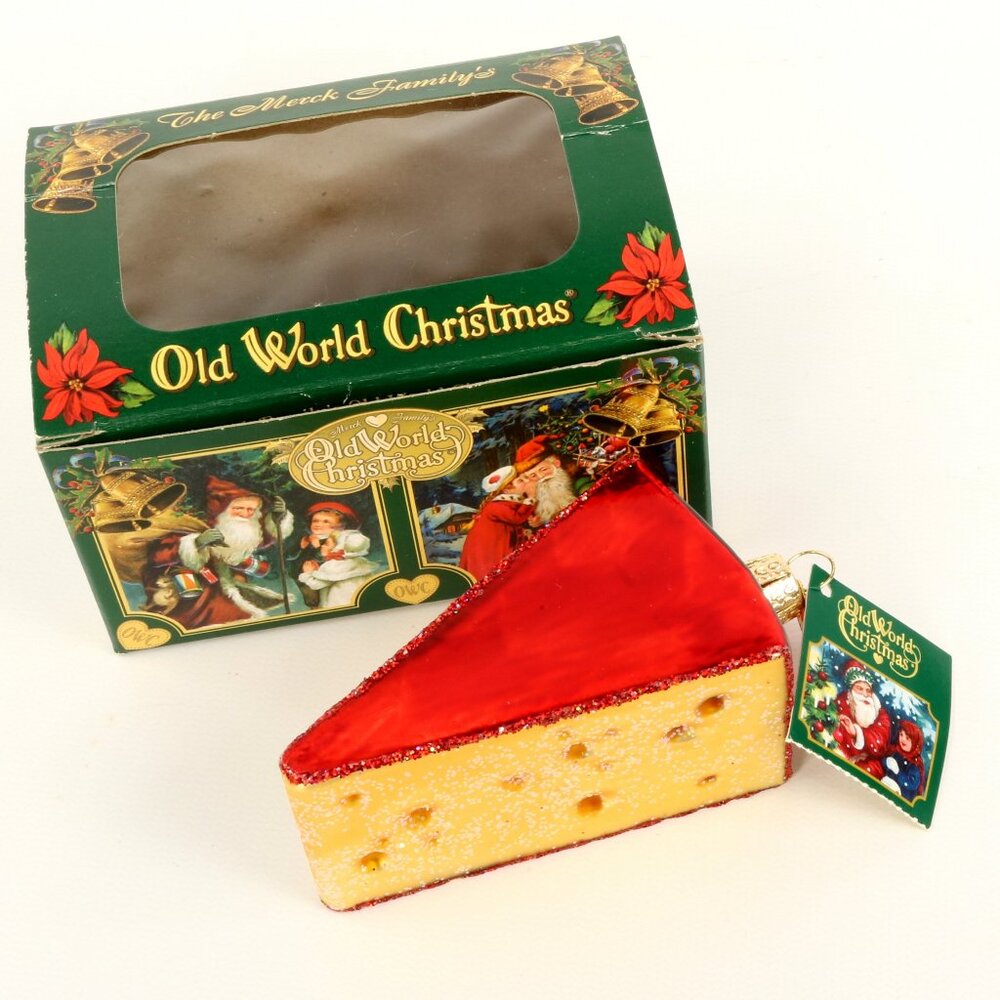 Cheese Wedge Ornament Old World Christmas Mouth Blown Glass